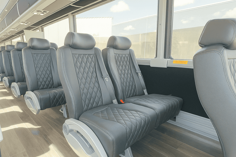 interior of Louisville Coach Bus Service charter bus